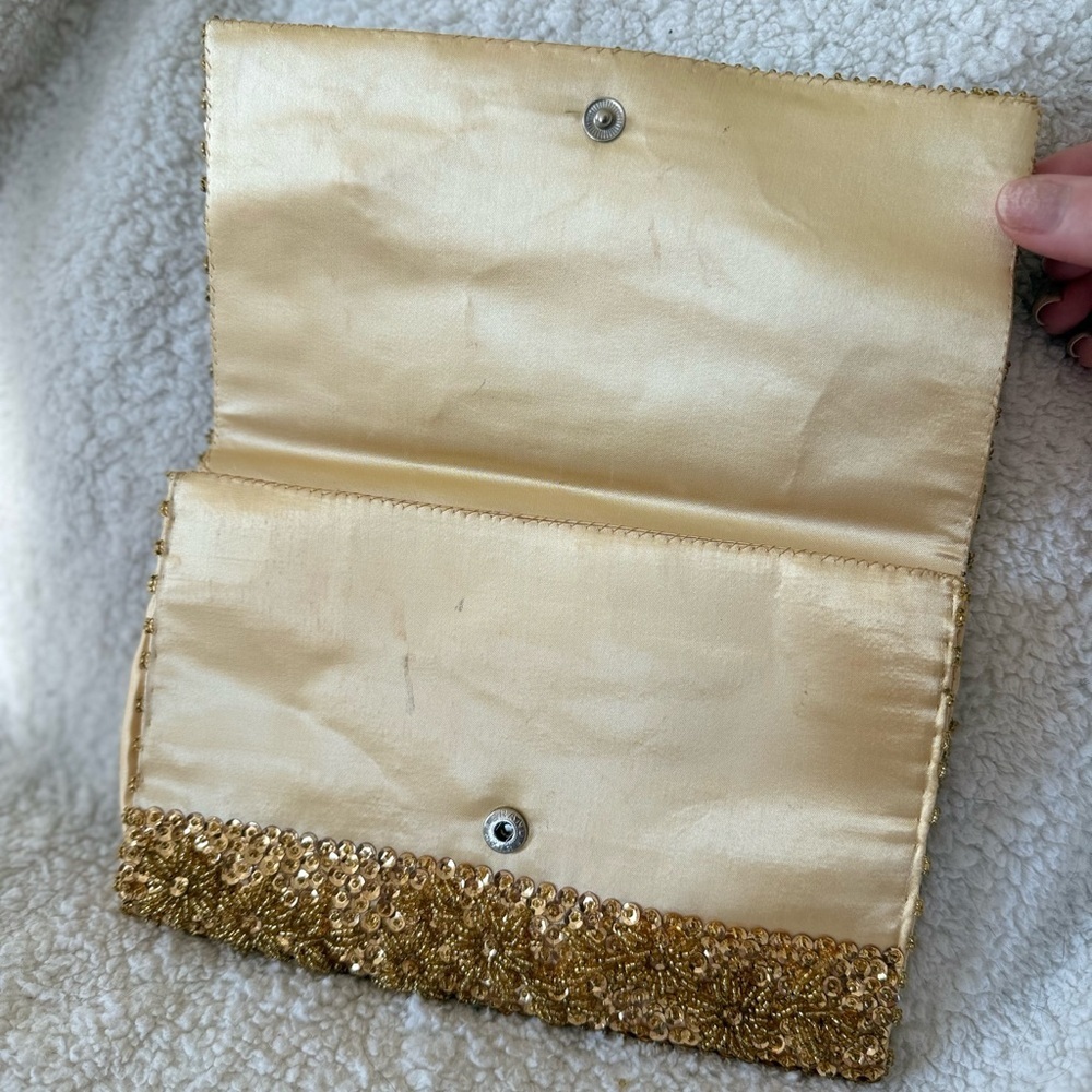 Vintage Star Brand Gold Beaded Sequin Evening Clutch - Picture 5 of 8